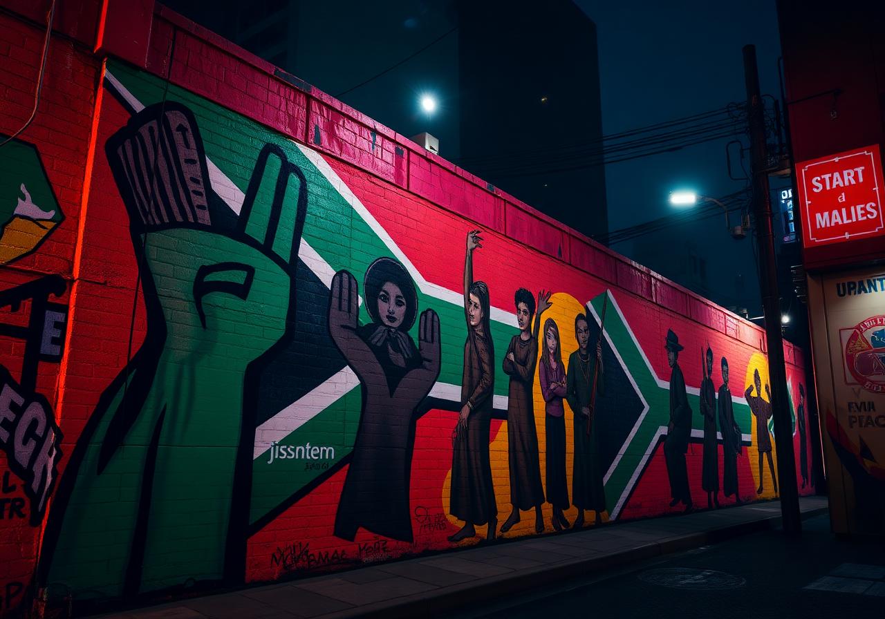 South African street mural celebrating unity